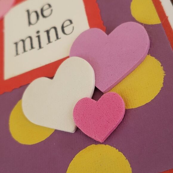 💐 HANDMADE by vixen676 Valentine's Day Cards "Be Mine" Set of 4 Red Pink Purple - Picture 6 of 7